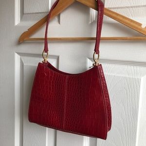 Liz Claiborne Red Faux Croc HandBag Red Vegan New